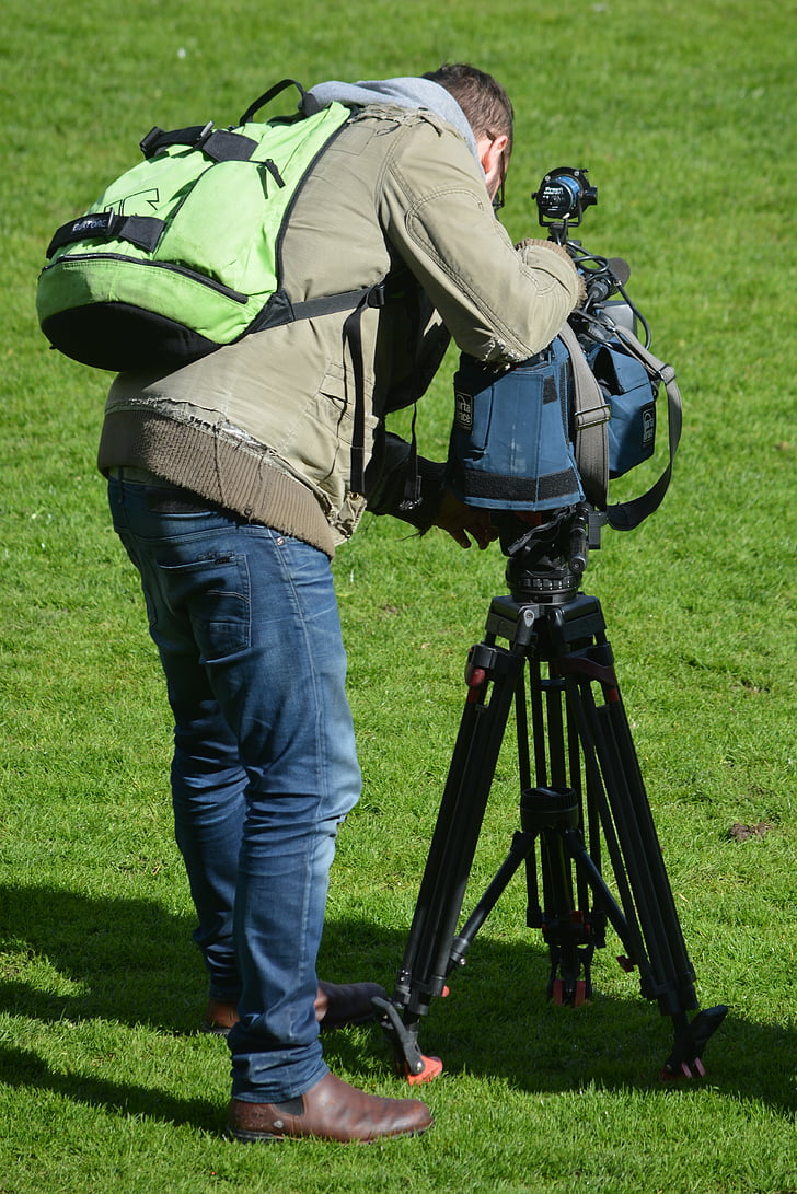 kamera kameraman, prácu, ľudia, natáčanie, muž