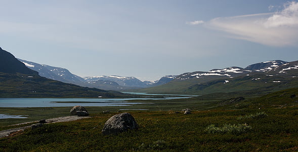 Švédsko, Laponsko, Kungsleden, krajina, hory, pustina
