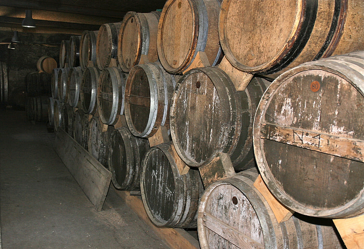 barril, vell, esperit, al Calvados, celler, roure