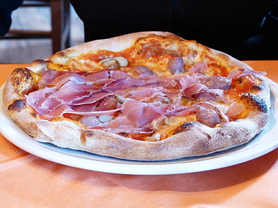 pizza prosciutto, bánh pizza, Bữa ăn tối, ngon, lớp vỏ, thực phẩm, ăn