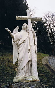 anđeo, Lourdes, katolički, kršćanstvo, vjerske, kip, kamena