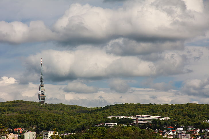 Chamois, передавач, вежа, Братислава, небо, хмари, Словакія