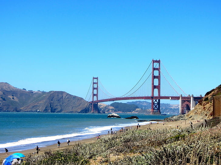 Tichý oceán, Most, Kalifornie, zlatý, Bay, orientační bod, odpružení