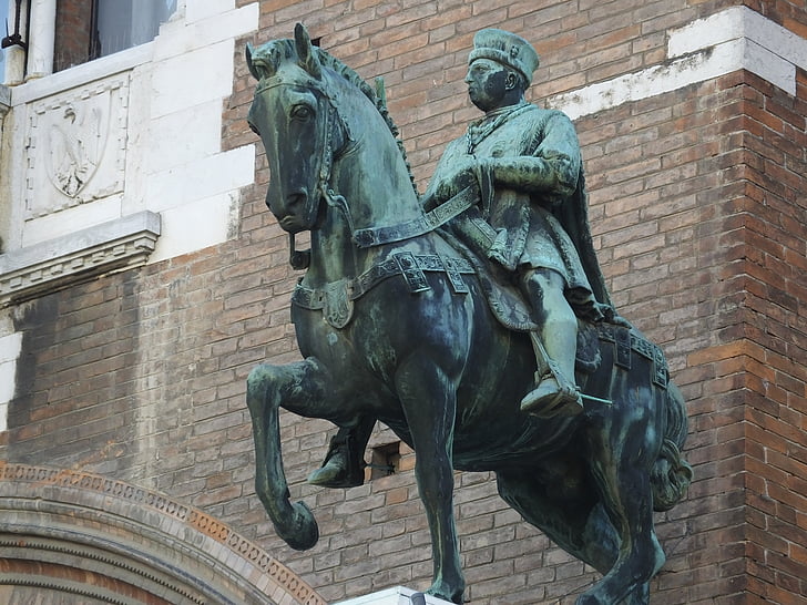 veistos, arkkitehtuuri, Ferrara, hevonen, patsas, kuuluisa place, Euroopan