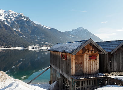 Jezioro, Austria, góry, Tyrol, Achen, Achensee, krajobraz