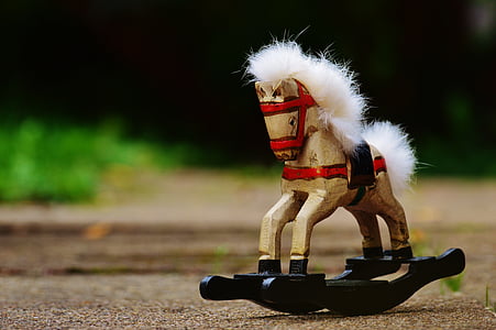cavalo de balanço, brinquedos, cavalo de madeira, crianças, madeira, jogar, brinquedos para crianças