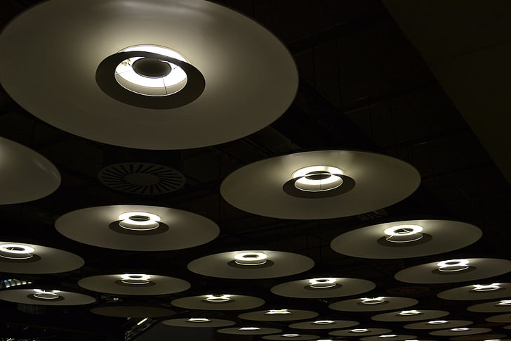 đèn trần, chiếu sáng, đèn chiếu sáng, đèn, hiện đại, Ma-đrít, Sân bay