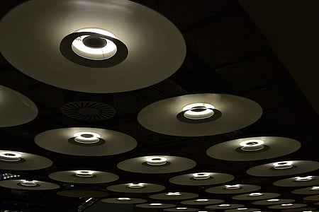luzes de teto, iluminação, luzes, lâmpadas, moderna, Madrid, Aeroporto