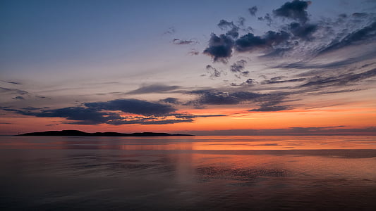 island, baltic, sunset, ocean, water, sky, gogland