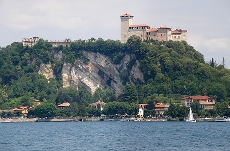 Borromeo grad, jezero maggiore, Angera, Varese, Panorama, Italija, občina