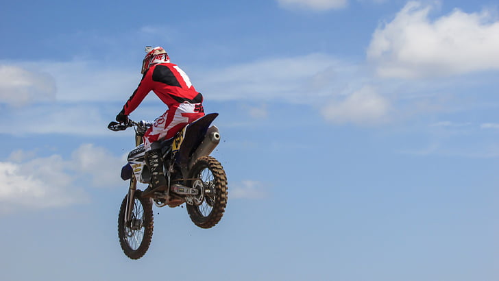 Motocross, idrott, Extreme, konkurrens, åtgärd, motorcykel, landning