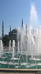 mosque, fountain, summer, istanbul, turkey, landmark, turkish