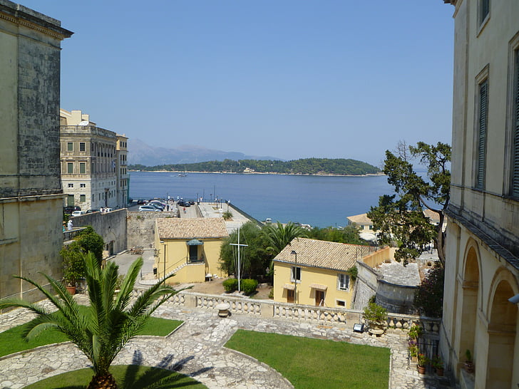 Corfu, Casa, case, palmier