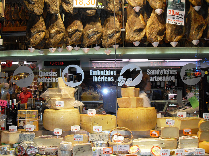 pølse, ost, Spanien, Shop, mad, marked, butik