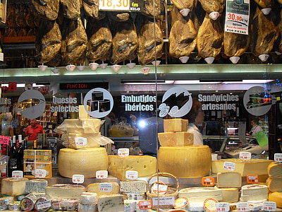 salsiccia, formaggio, Spagna, negozio, cibo, mercato, Archivio
