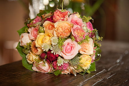 玫瑰, 花, 婚礼, 新娘花束