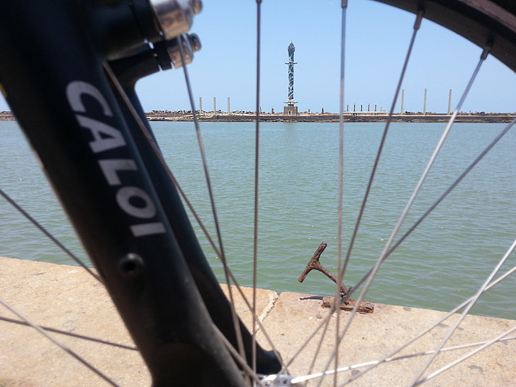 自転車, 記念碑, 写真, 海