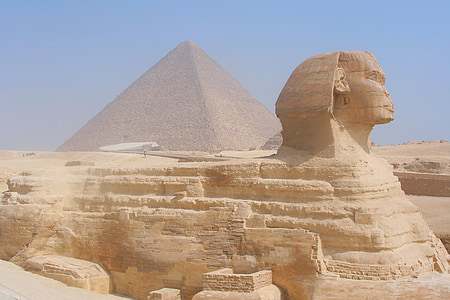Egypte, Giza, piramide, Sphinx, zandstorm, Haze, werelderfgoed