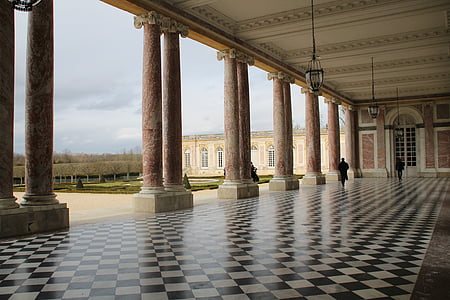 paris, versailles, palace, small trianon, columns, france