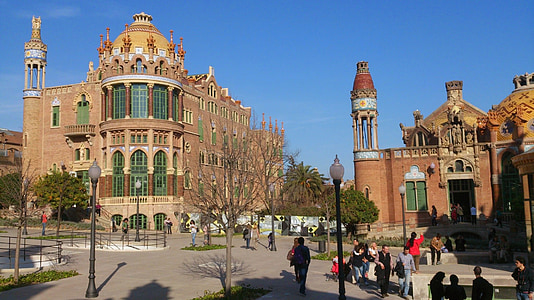 Barcelona, het platform, monument, toeristen, modernisme, Catalonië, Europa