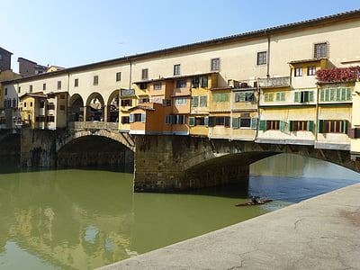 Ponte vecchio, Florencja, Most, stary, Architektura, Włochy, Latem