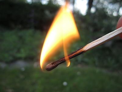 flame, fire, match, heat, hot, burn, wood