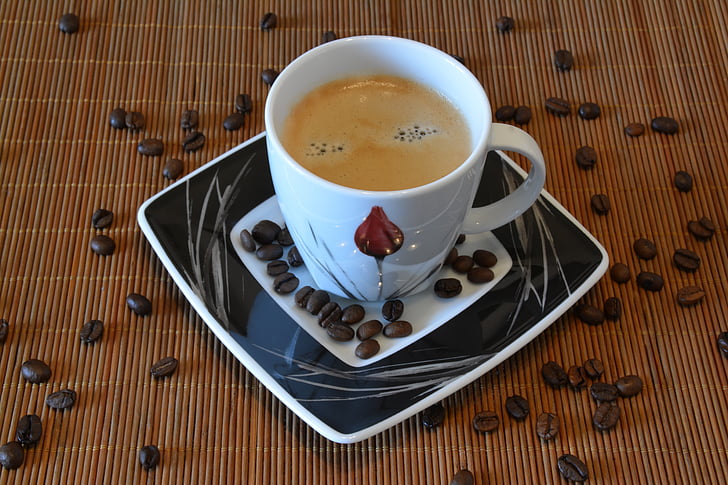 grãos de café, café, a bebida, cafeína, aroma, marrom, uma xícara de café