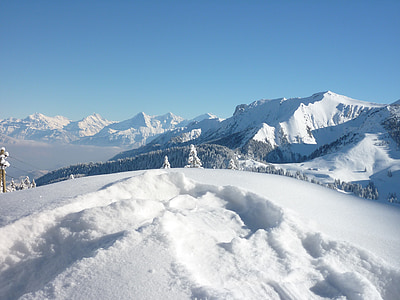сняг, зимни, Швейцария, планини, снежна, планински свят