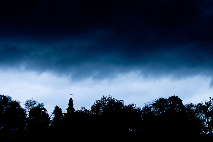 kiša, oluja, Crkva, oblak, tamno