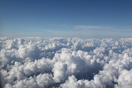 awan, langit, dalam penerbangan, langit biru, terbang, awan - langit, alam