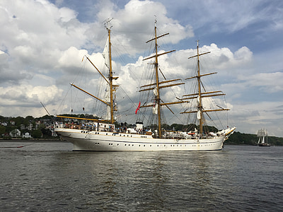 Gorch fock, żagiel, statku Training, Elbe, Hamburg, Port