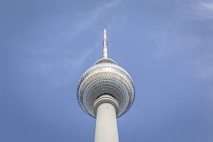 bottom, view, high, rise, building, daytmie, television tower