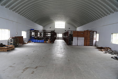 warehouse, empty, factory, interior, building, floor, architecture