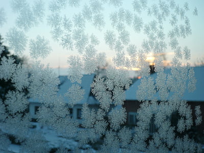 najtežji, eiskristalle, okno, pozimi, čarobno zimsko, hladno, Frost