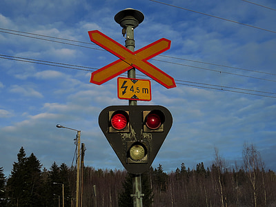 kelas crossing, cahaya, merah, tanda jalan