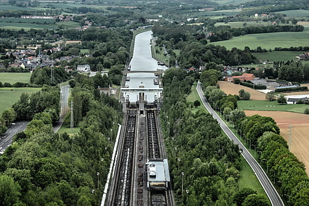 nagnjena ravnina ronquières, dvigalo, Charleroi-bruxelles kanal, henegouws planota, kanal, celinskih