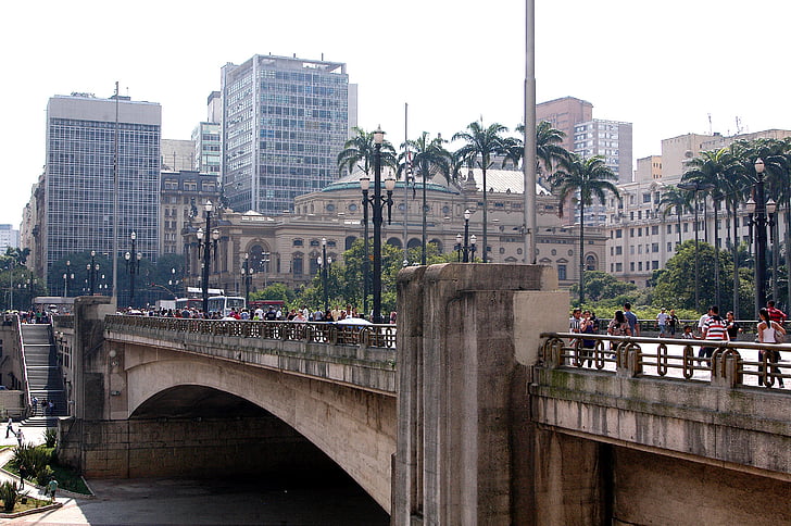 São paulo, Anhangabaú, te viadukten, gamla centrum