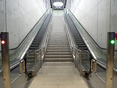 la gare, l’escalator, désert, escaliers, l’escalier, Finnois, k