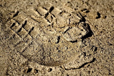 fotspår, fotspår i sanden, spår i sanden, fotavtryck, spår, Sand, Reprint