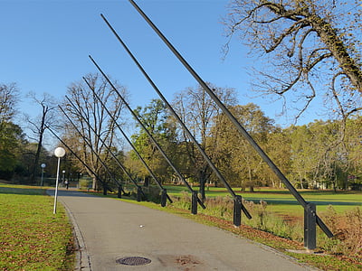 Stuttgart, Parque, Parque do castelo, escultura, hastes, aço, ferro