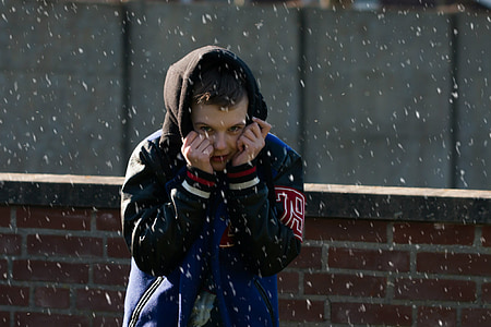 boy, snow, winter, cold, youth, playful, december