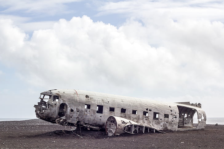 landscape, photo, wrecked, aircraft, cloud, wreck, airplane