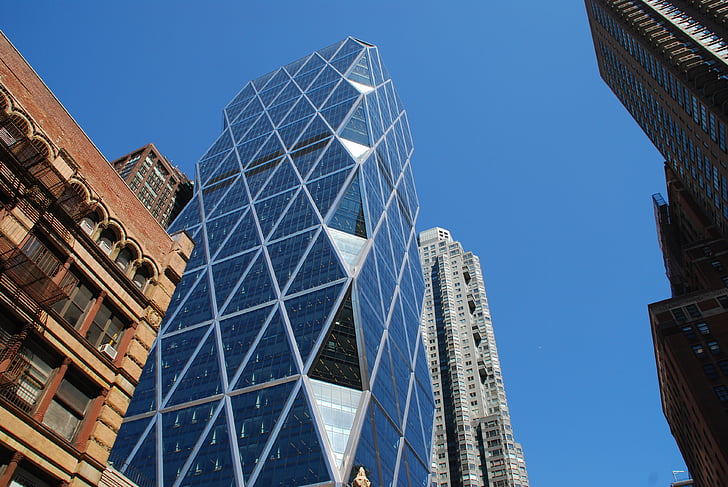 Nova york, façana, façana de vidre, gratacels, vidre, arquitectura, moderna
