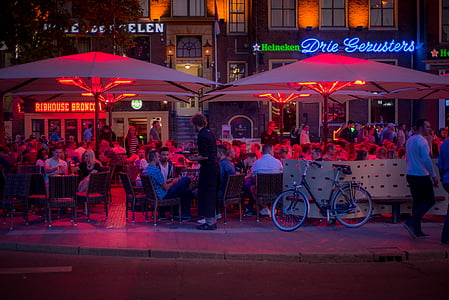 boissons, Groningen, terrasse, gens, bar, café, Bistro