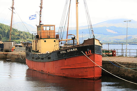barco, nave, cais, água, Escócia