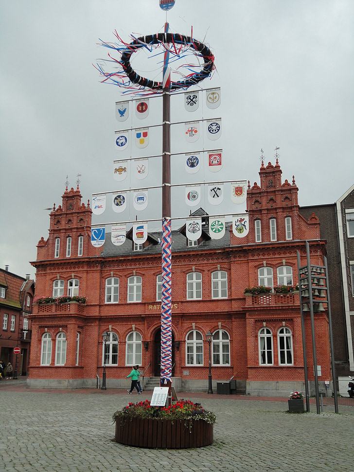 heiligenhafen, north sea, maypole, town hall, old, building, town hall square