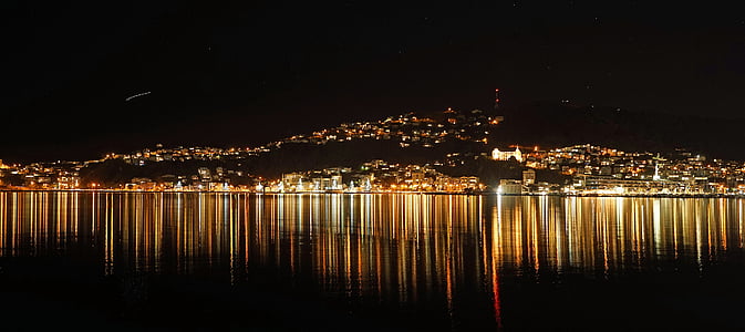 Wellington, fotografia de noite, iluminação, espelhamento, água, reflexão, à noite