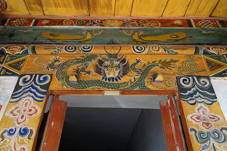 Temple, Zhangye, porta retallar, patró