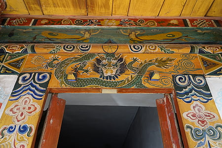 Templo de, Zhangye, moldura de puerta, patrón de
