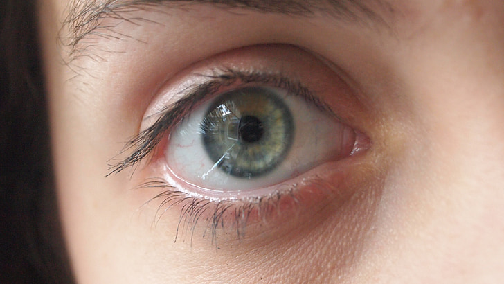eye, reflection, face, green, brown, speckle